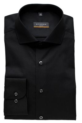 Eterna Eterna overhemd zwart slim fit strijkvrij