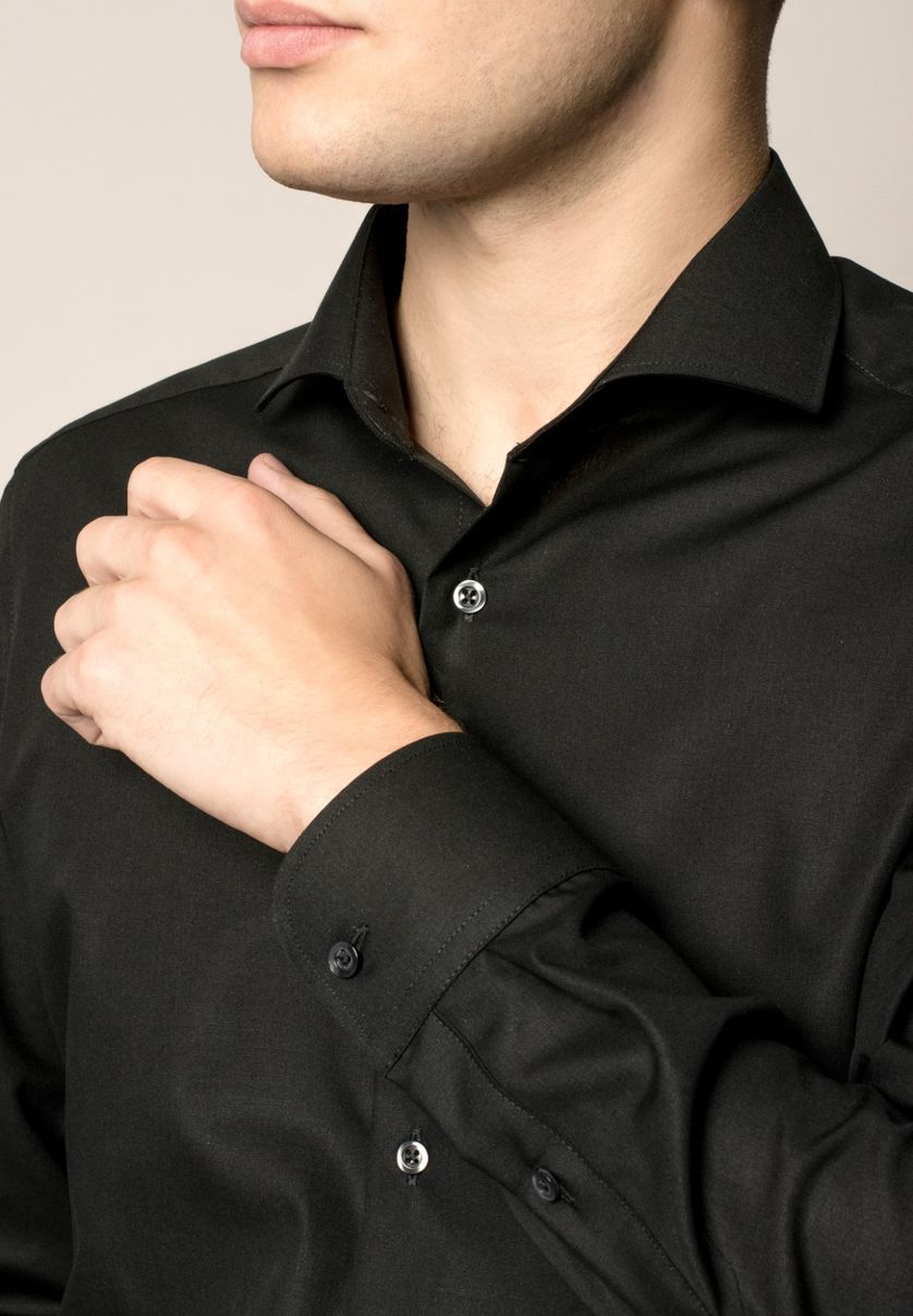 Eterna overhemd zwart slim fit strijkvrij