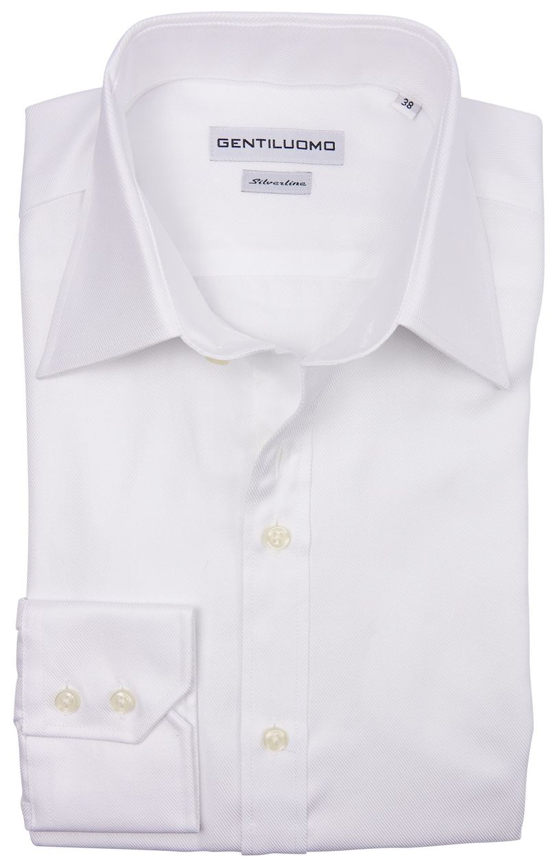 Laatste items overhemd mouwlengte 7 wit effen katoen slim fit