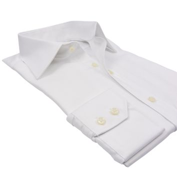 Laatste items overhemd mouwlengte 7 slim fit wit effen katoen