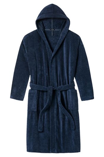 Schiesser badjas met capuchon donkerblauw