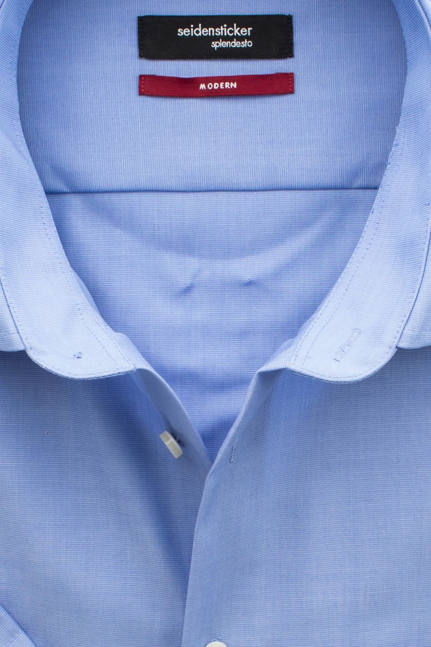 Overhemd Seidensticker korte mouw blauw non iron