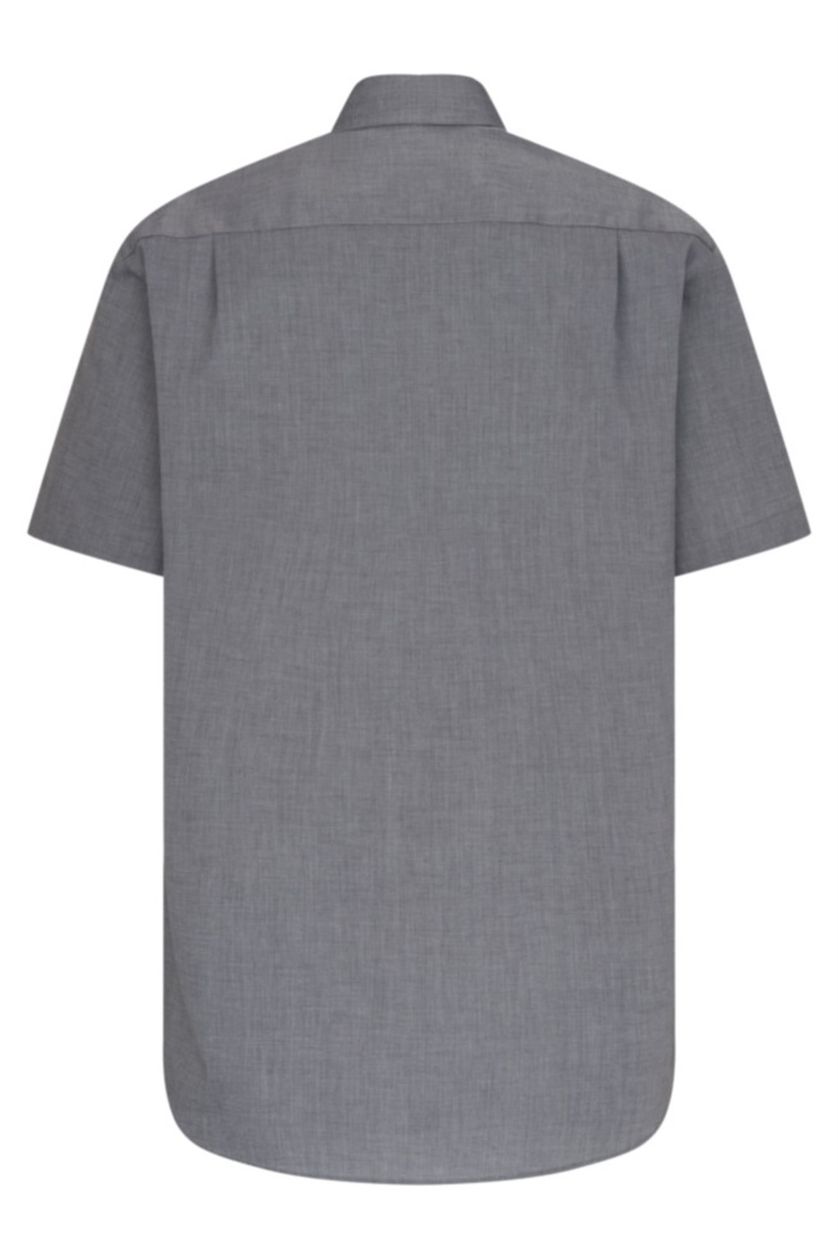 Seidensticker overhemd korte mouw Modern grijs effen katoen normale fit