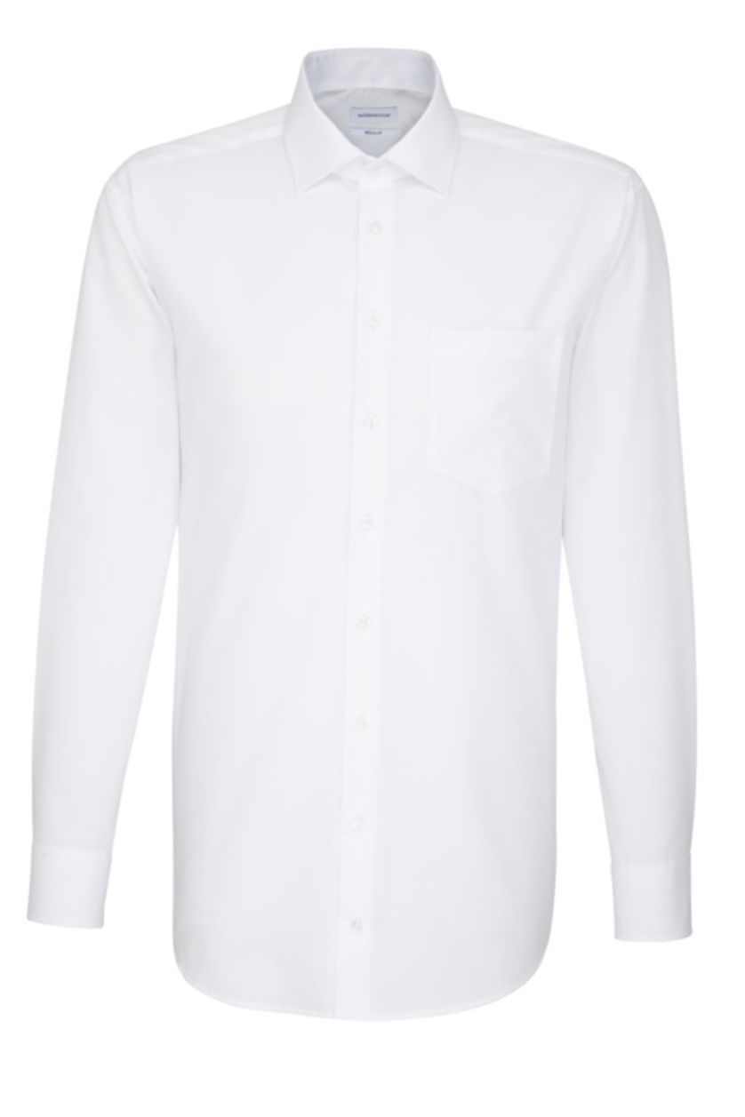 Seidensticker overhemd mouwlengte 7 Modern wit effen katoen normale fit