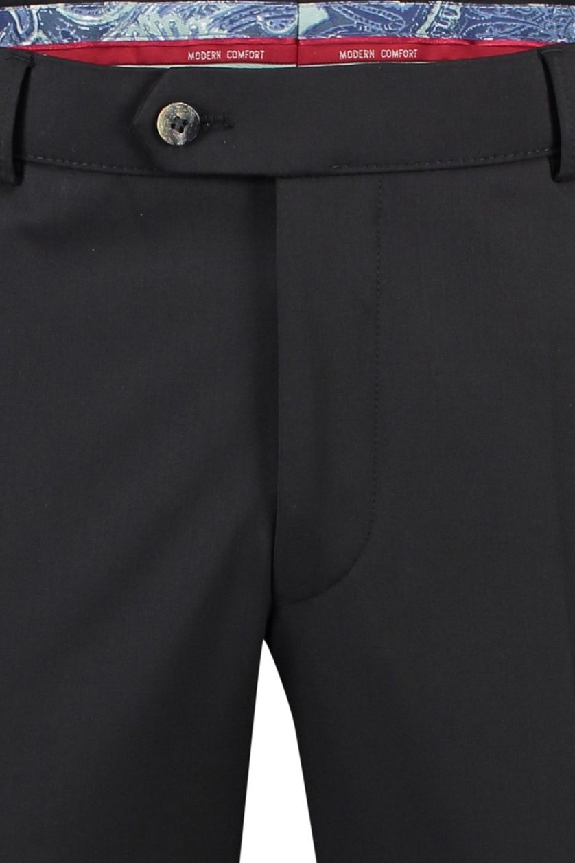 Meyer pantalon Bonn zwart wol flatfront