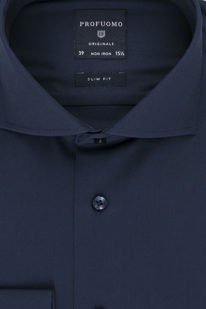 Profuomo strijkvrij overhemd donkerblauw slim fit
