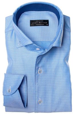 John Miller overhemd mouwlengte 7 John Miller Tailored Fit blauw geprint katoen slim fit 