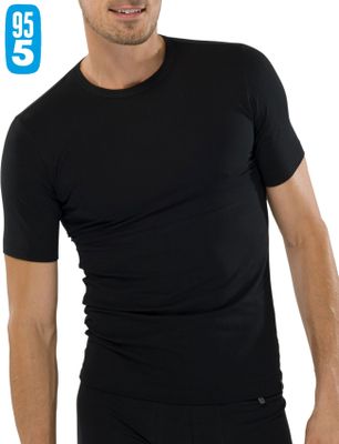 Schiesser Schiesser t-shirt 95/5 zwart ronde hals