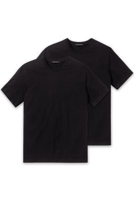 Schiesser Schiesser t-shirt effen zwart ronde hals 2-pack