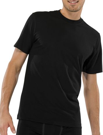 Schiesser t-shirt 2-pack Essentials zwart effen 
