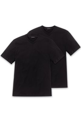 Schiesser Schiesser t-shirt v-hals 2-pack zwart uni