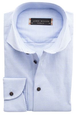John Miller John Miller overhemd lichtblauw geprint Tailored Fit met cutaway boord