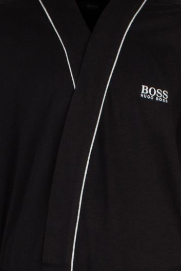 Hugo Boss badjas zwart effen katoen