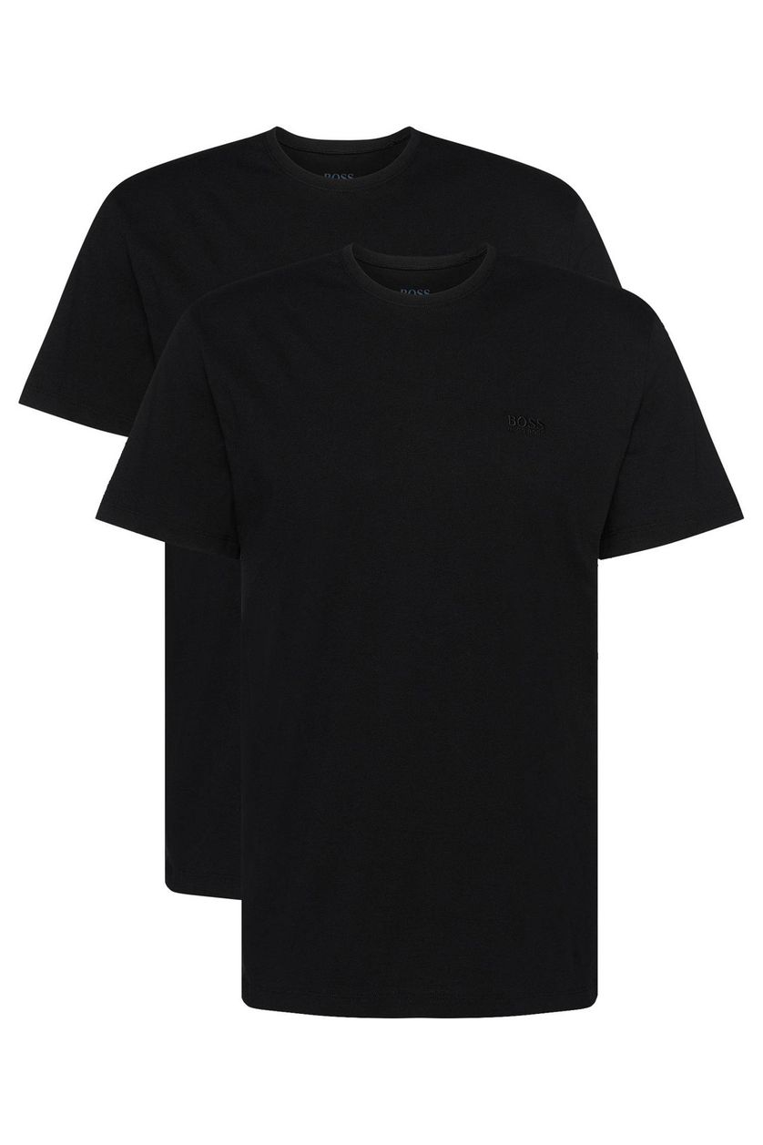 Hugo Boss t-shirt effen katoen zwart ronde hals 2-pack