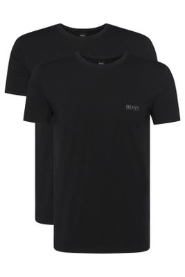 Hugo Boss Hugo Boss t-shirt zwart effen katoen 2-pack ronde hals met logo