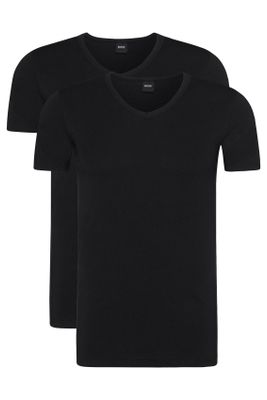 Hugo Boss Hugo Boss t-shirt zwart effen katoen 2-pack v hals