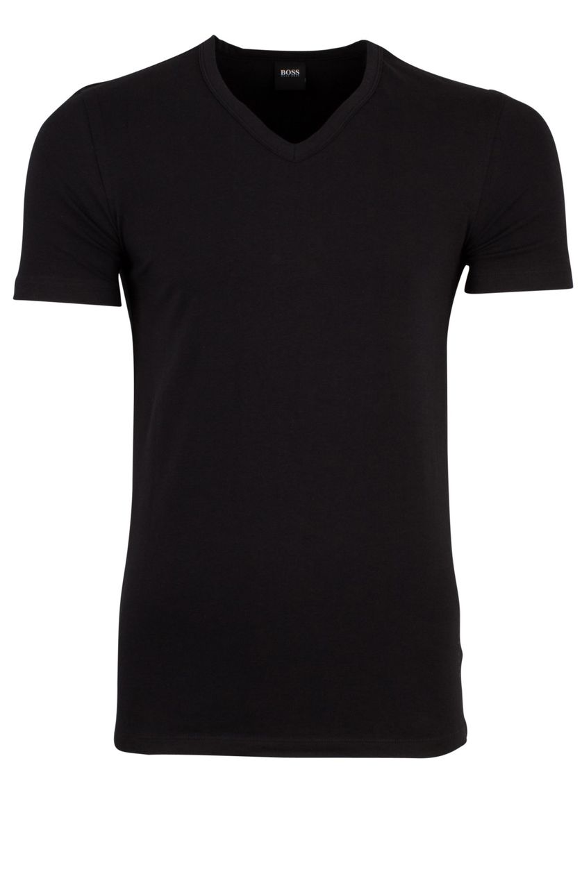 Hugo Boss t-shirt unikatoen zwart 2-pack v hals