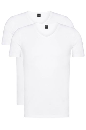 Hugo Boss t-shirt 2-pack wit effen katoen