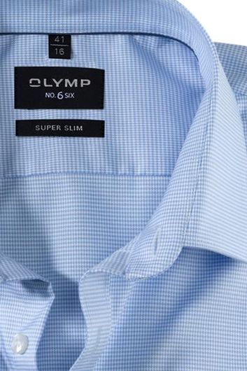 Olymp overhemd No. 6 super slim fit ruitjes blauw