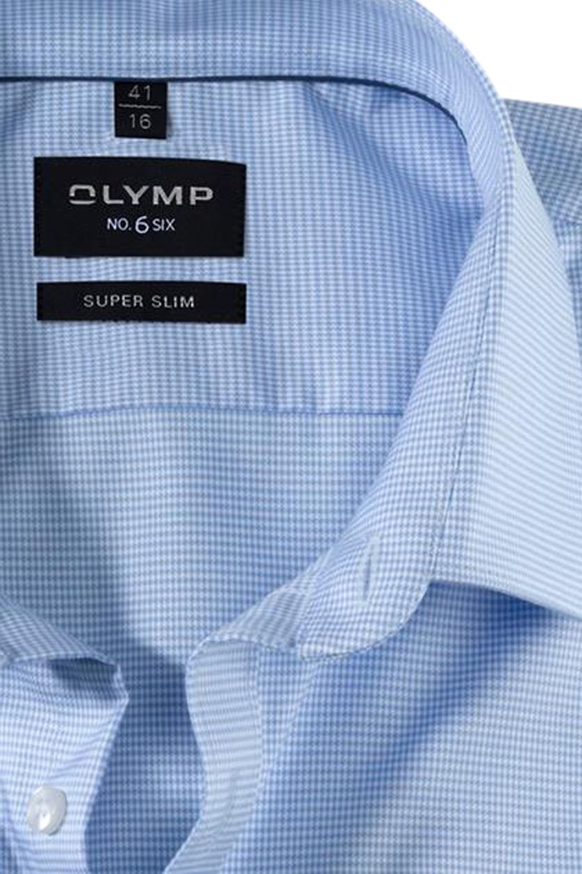 Overhemd Olymp No. 6 super slim fit blauw geruit