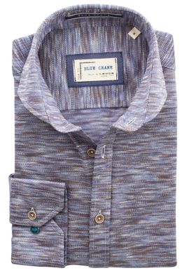 Laatste items Blue Crane overhemd slim fit blauw bruin melange