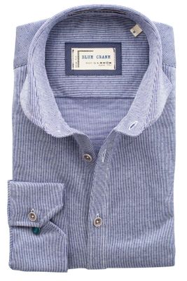 Laatste items Blue Crane shirt blauw streep met motief Slim Fit