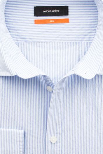 Seidensticker overhemd Slim lichtblauw streep