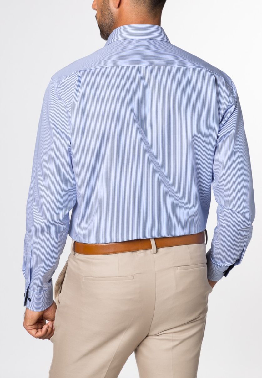 Eterna business overhemd Comfort Fit wijde fit blauw gestreept katoen