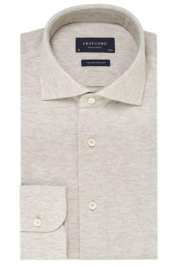 Profuomo Originale overhemd beige melange knitted