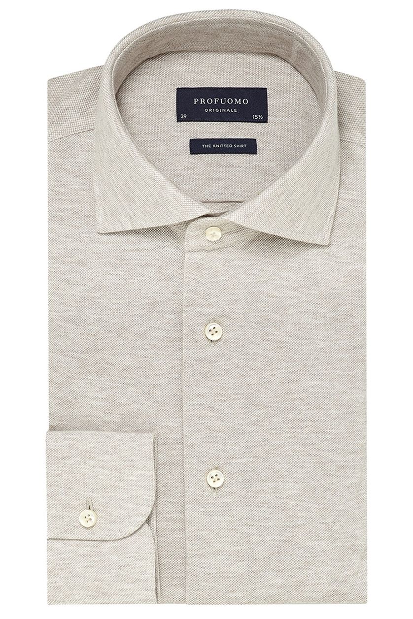 Profuomo the knitted shirt beige melange
