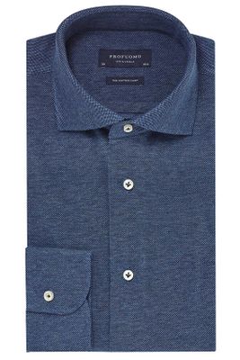 Profuomo Profuomo knitted overhemd indigo blauw
