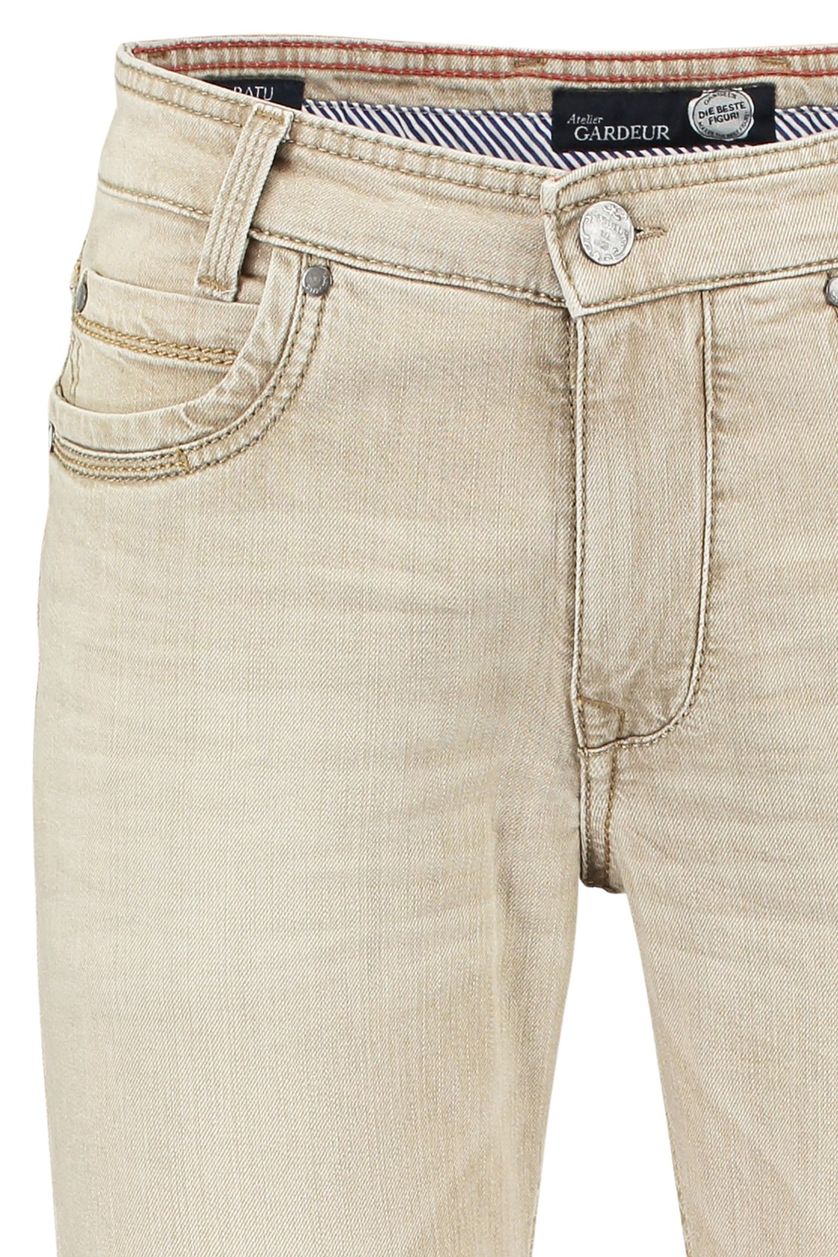 Bruine Gardeur effen jeans katoen