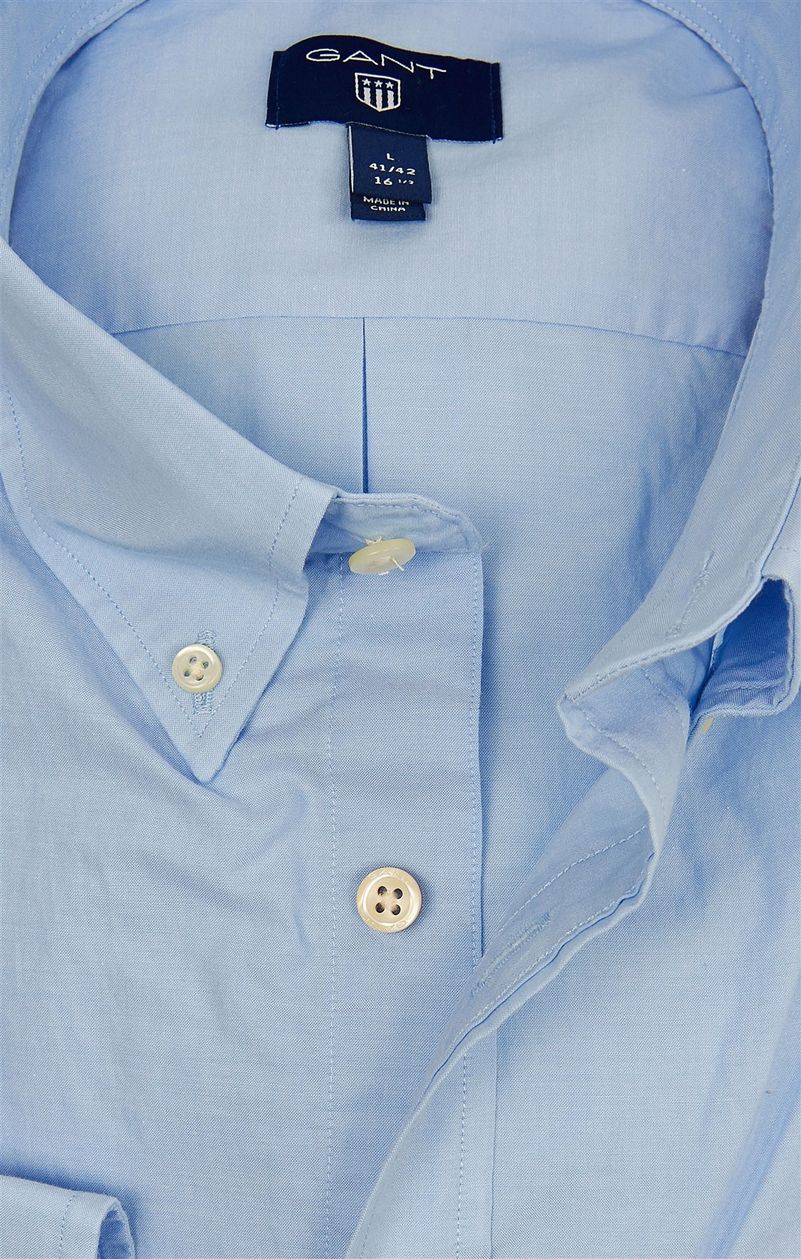Casual overhemd Gant effen lichtblauw normale fit katoen