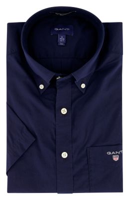 Gant Gant donkerblauw korte mouw overhemd regular fit