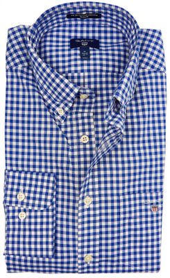 Gant Gant casual overhemd normale fit blauw geruit katoen