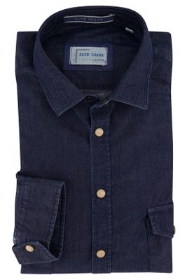 Laatste items Blue Crane shirt navy denim Slim Fit