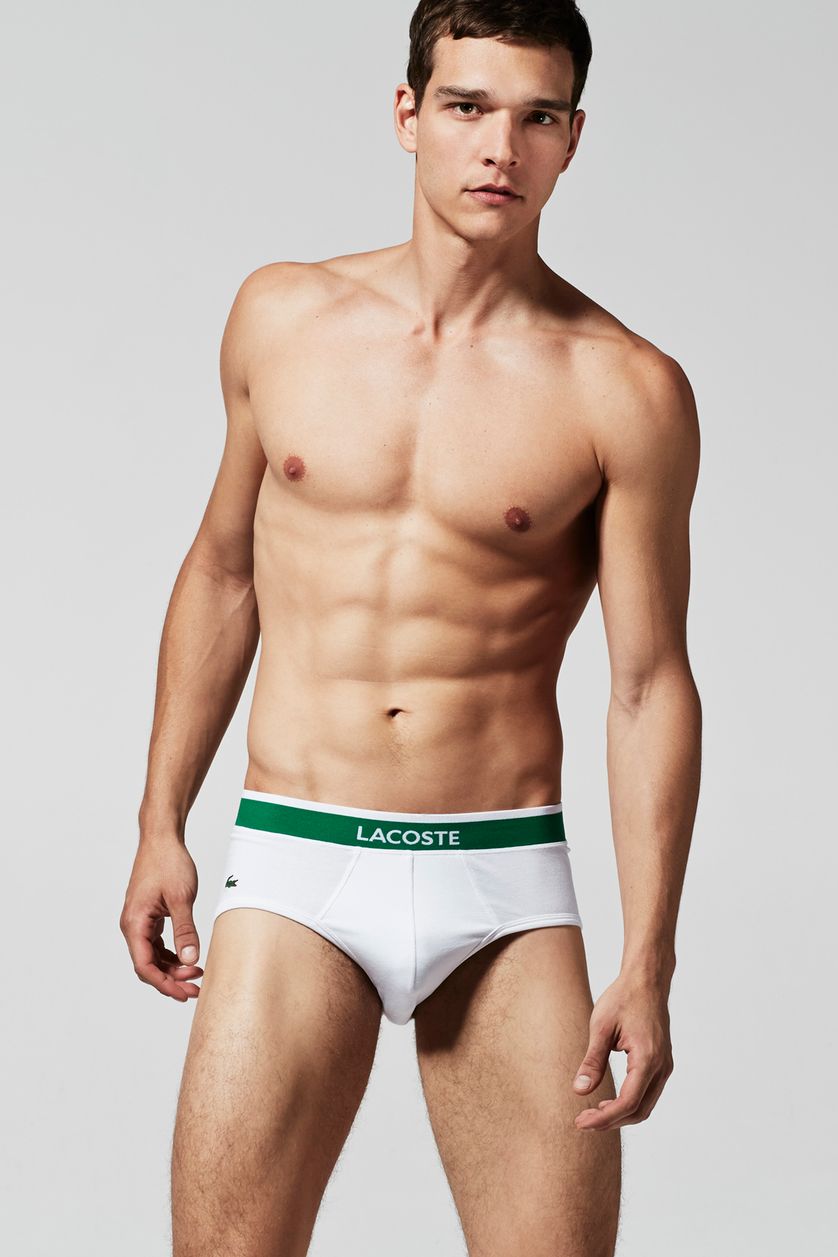 Lacoste slips wit groene band 2-pack
