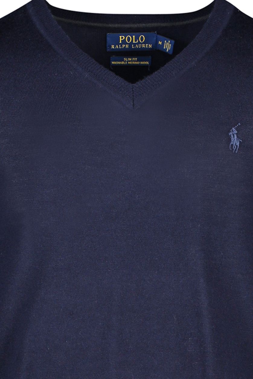 Polo Ralph Lauren trui donkerblauw effen v-hals 