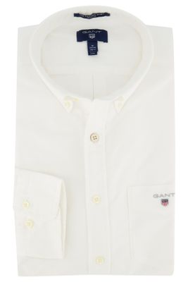 Gant Overhemd Gant wit button-down boord normale fit wit effen katoen