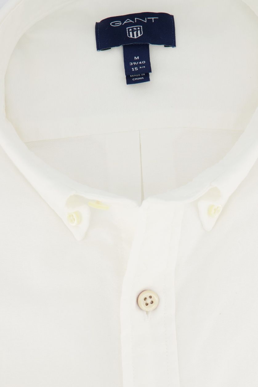 Overhemd Gant wit button-down boord normale fit wit effen katoen