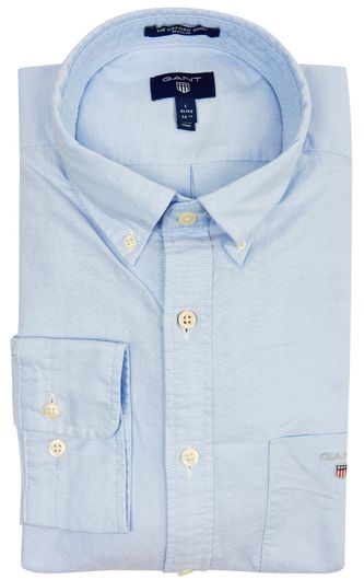 Gant casual overhemd normale fit lichtblauw effen katoen