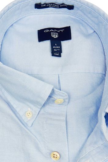 Gant casual overhemd normale fit lichtblauw effen katoen