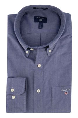 Gant Gant casual overhemd normale fit blauw effen katoen