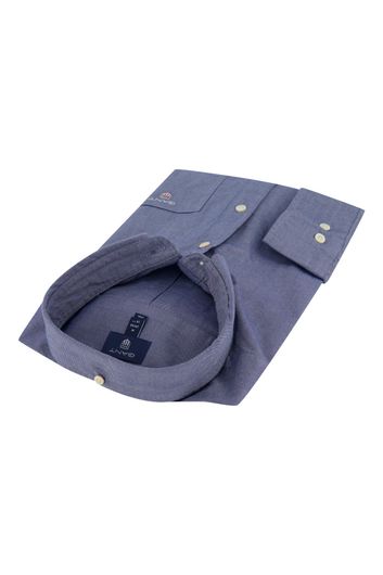 Gant casual overhemd normale fit blauw effen katoen