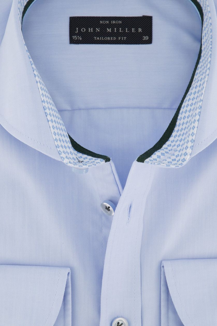John Miller strijkvrij overhemd Tailored Fit blauw