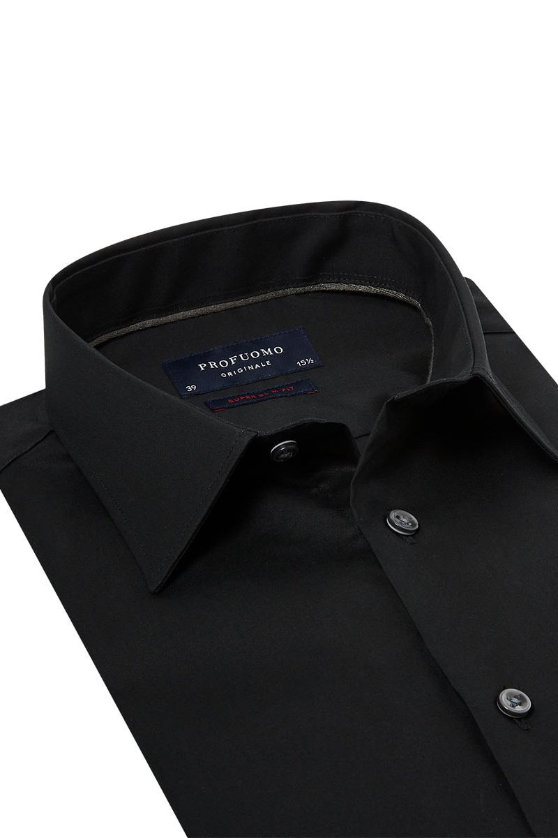 Profuomo overhemd Super Slim Fit zwart