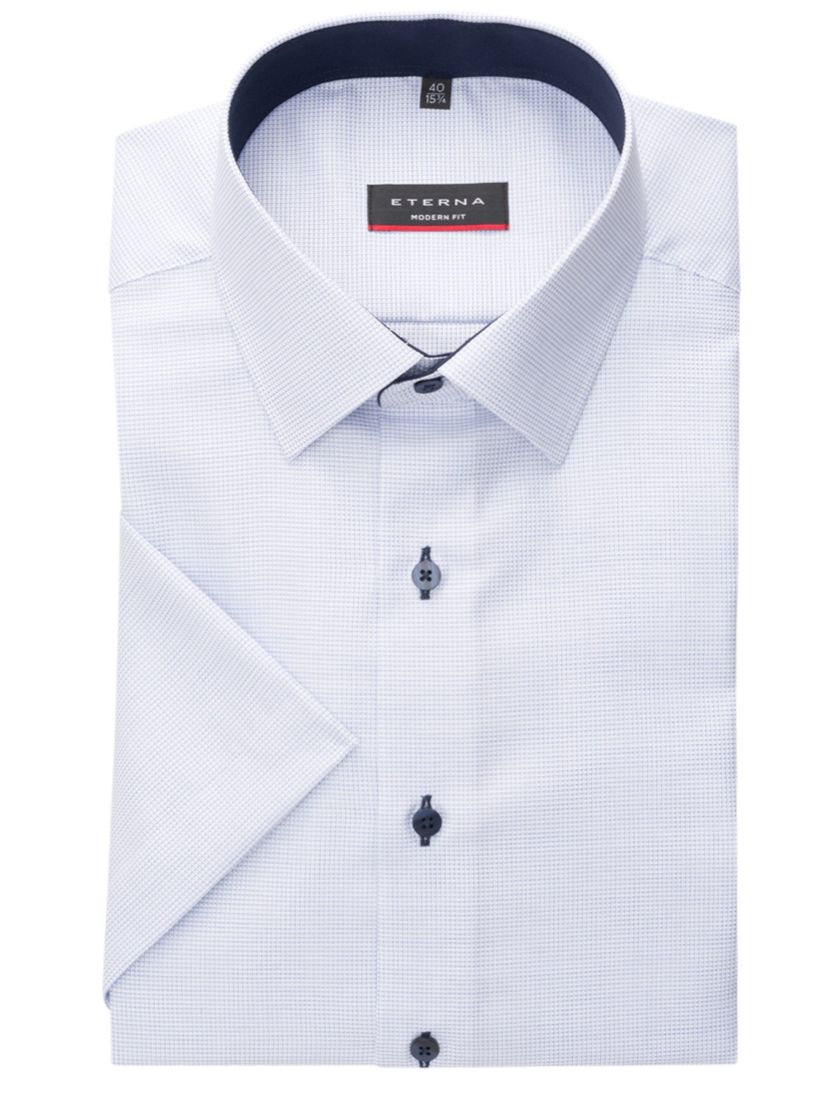 Eterna overhemd korte mouw Modern Fit wit ruitje