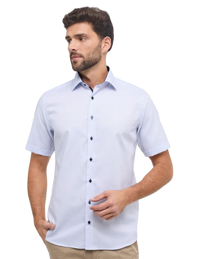 Eterna overhemd korte mouw Modern Fit wit ruitje