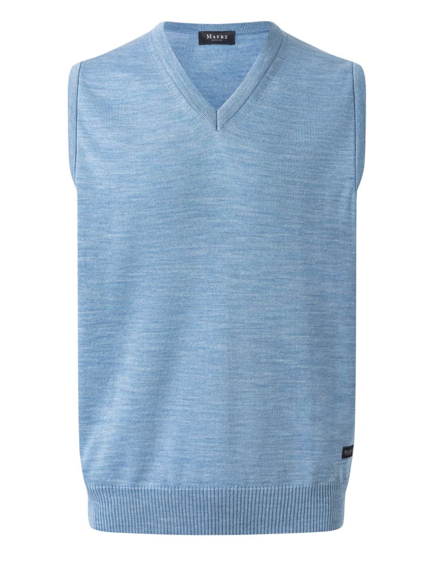März slipover lichtblauw v-hals merinowol