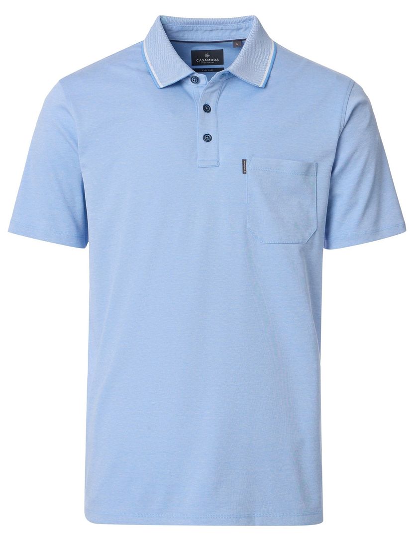 poloshirt korte mouw Casa Moda lichtblauw wijde fit